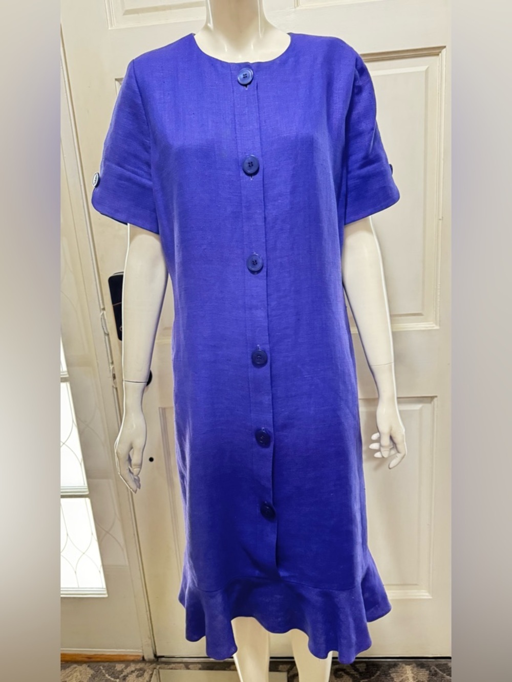 William Pearson Vintage Cobalt Blue Classic Button-Front Women’s Dress Sz 16 P-9